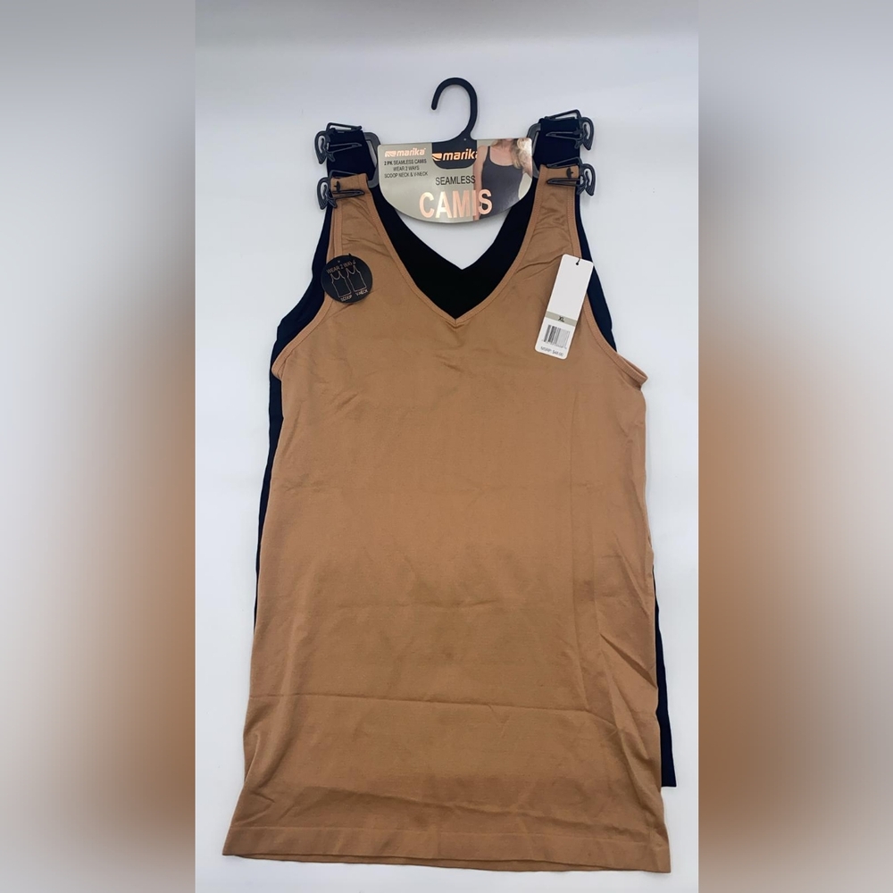 Marika/Pack of two/Beige and Black/SeamlessCamis /Size XL/NWT